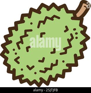 Durian vector doodle illustration and graphic. Part of fruits category. Stock Vector