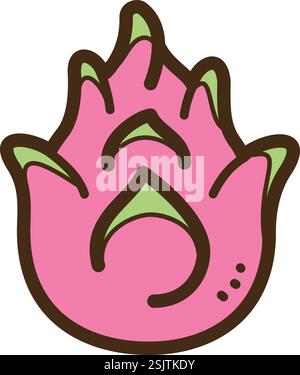 Pitaya vector doodle illustration and graphic. Part of fruits category. Stock Vector