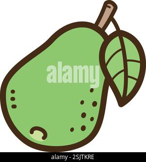 Guava vector doodle illustration and graphic. Part of fruits category. Stock Vector