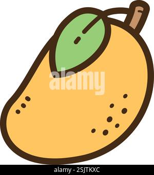 Mango vector doodle illustration and graphic. Part of fruits category. Stock Vector