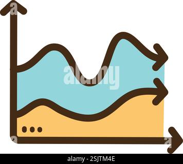 Spline chart vector doodle illustration and graphic. Part of graph and chart category. Stock Vector