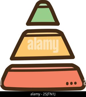 Pyramid graph vector doodle illustration and graphic. Part of graph and chart category. Stock Vector
