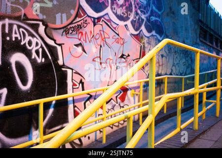 Graffiti on side of old building in Peckham south London, England, UK Stock Photo