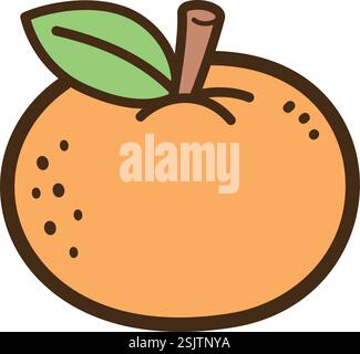 Orange vector doodle illustration and graphic. Part of fruits category. Stock Vector