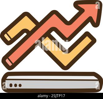 Line graph vector doodle illustration and graphic. Part of graph and chart category. Stock Vector