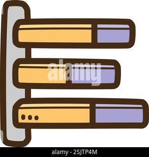 Stacked bar chart vector doodle illustration and graphic. Part of graph and chart category. Stock Vector