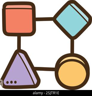 Flowchart vector doodle illustration and graphic. Part of graph and chart category. Stock Vector