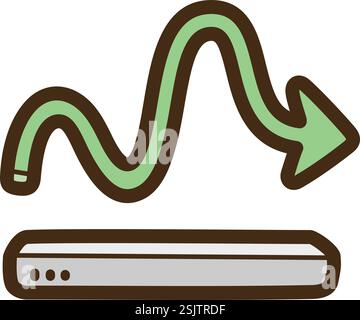 Wavy line chart vector doodle illustration and graphic. Part of graph and chart category. Stock Vector