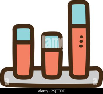 Stacked column chart vector doodle illustration and graphic. Part of graph and chart category. Stock Vector