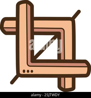 Crop tool vector doodle illustration and graphic. Part of graphic tools category. Stock Vector
