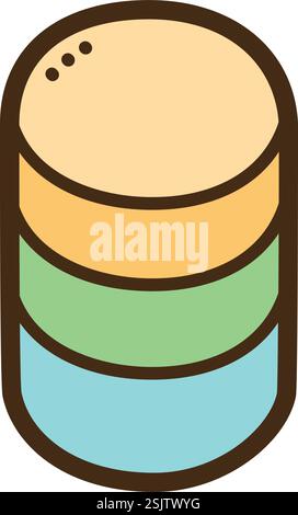 3d stacked bar vector doodle illustration and graphic. Part of graph and chart category. Stock Vector
