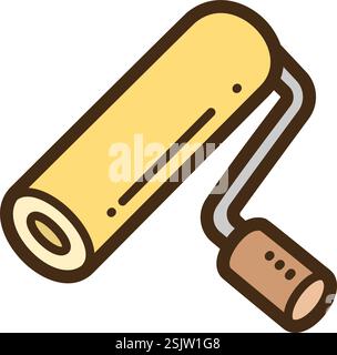Paint roller tool vector doodle illustration and graphic. Part of graphic tools category. Stock Vector