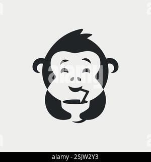 A cartoon vector illustration of a cute monkey wearing party hat Stock ...