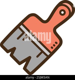 Wall paintbrush tool vector doodle illustration and graphic. Part of graphic tools  category. Stock Vector