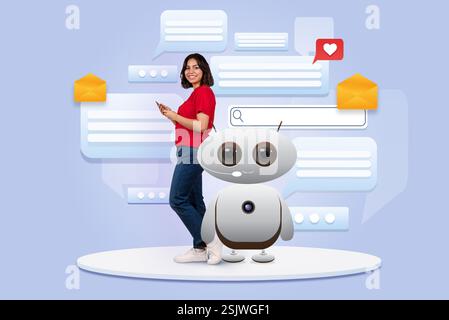 Enhancing communication with AI assistants in modern technology applications Stock Photo