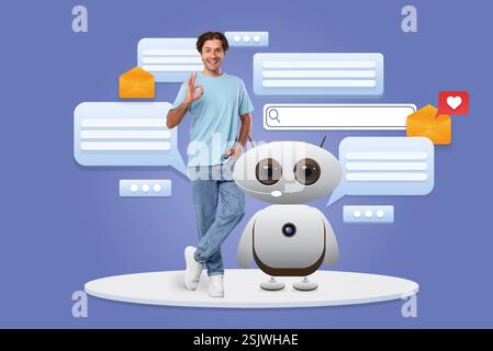 Virtual assistant technology enhances communication in modern society Stock Photo
