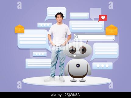Virtual assistant technology empowers interaction between humans and machines Stock Photo
