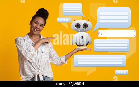 Engaging interaction between a user and a chatbot on modern technology Stock Photo