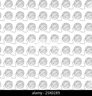 Skein of thread. Seamless pattern. Doodle style. Stock Vector