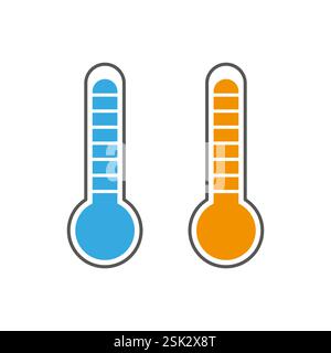 Thermometer icon. Temperature vector symbol. Hot and cold indicator. Climate measurement tool. Stock Vector