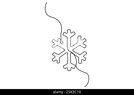 Snowflake Continuous one Line drawing of winter editable stroke. Doodle ...