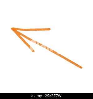 One orange drawn arrow isolated on white Stock Photo