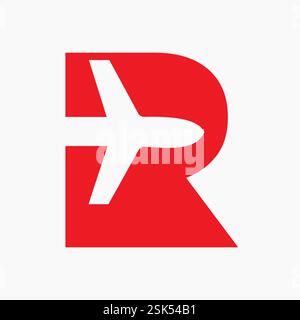 Initial Letter R Travel Logo Design Concept For Vacation and Airplane Symbol Stock Vector