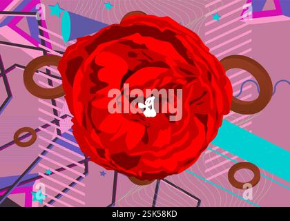Rose geometrical graphic retro theme background. Minimal geometric ...
