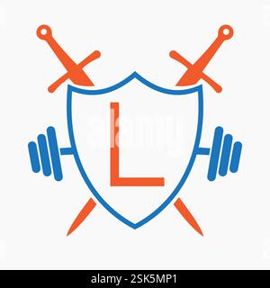 Initial Letter L Warrior Logo Design Concept For Security, Safety and Defense Symbol Stock Vector