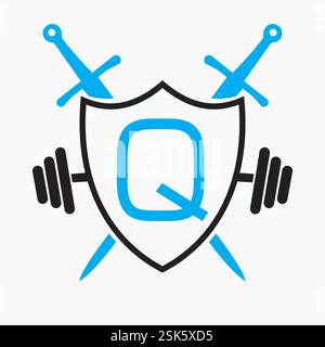 Initial Letter Q Warrior Logo Design Concept For Security, Safety and Defense Symbol Stock Vector