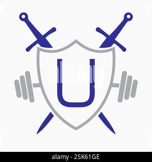 Initial Letter U Warrior Logo Design Concept For Security, Safety and Defense Symbol Stock Vector