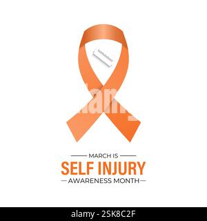 Self-Injury Awareness Month (SIAM) is observed every March to raise awareness and reduce stigma about self-harm. Design for banner, cards, prints. Stock Vector