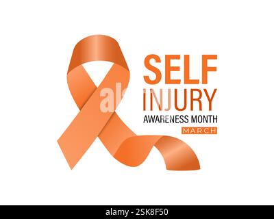 Self-Injury Awareness Month (SIAM) is observed every March to raise awareness and reduce stigma about self-harm. Design for banner, cards, prints. Stock Vector