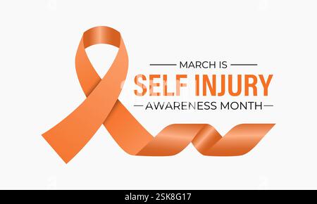 Self-Injury Awareness Month (SIAM) is observed every March to raise awareness and reduce stigma about self-harm. Design for banner, cards, prints. Stock Vector