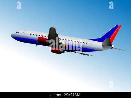 Airplane silhouettes. Vector Color 3d Hand drawn illustration Stock ...