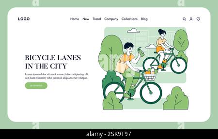 Bicycle lanes in urban settings promote sustainable transport options and healthier lifestyles. Biking reduces carbon footprints while encouraging community engagement and wellness. Embracing cycling culture enhances city living and supports environmental goals. Vector illustration. Stock Vector