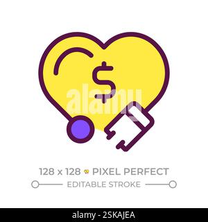 Medical expenses pixel perfect RGB color icon Stock Vector