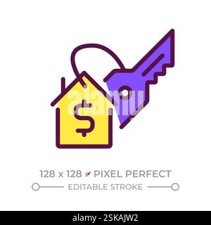 Home buying pixel perfect RGB color icon Stock Vector