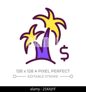 Vacation funding pixel perfect RGB color icon Stock Vector