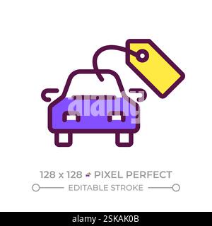 Buying car pixel perfect RGB color icon Stock Vector