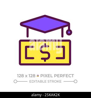 Financial literacy pixel perfect RGB color icon Stock Vector