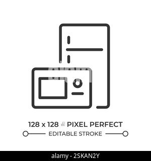 Upgraded appliance pixel perfect linear icon Stock Vector