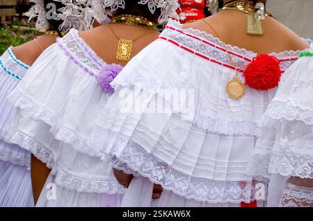 La Pollera dress, La Mejorana national music festival, Guarare village, Los Santos province, Panama - stock photo Stock Photo