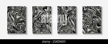Abstract geometric background. Liquid dynamic Fluid, wavy forms mixed with zebra sharp geometric elements. Design for banner, cards, prints, social me. Stock Vector
