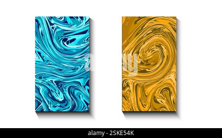 Abstract geometric background. Liquid dynamic Fluid, wavy forms mixed with zebra sharp geometric elements. Design for banner, cards, prints, social. Stock Vector