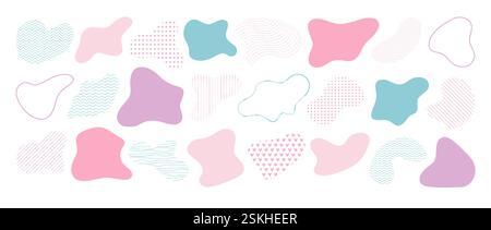 Abstract freeform collection. Simple liquid amorphous splodge. Colored elements for design decoration. Vector set isolated on white background Stock Vector