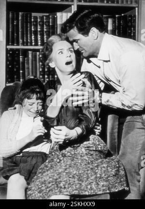 --- Veronica Cartwright, Jessica Tandy, Rod Taylor in 'The Birds' 1963#Veronica Cartwright, Jessica Tandy, Rod Taylor in 'The Birds' 1963 Stock Photo