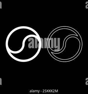Yin Yang Taoism symbol harmony equilibrium concept set icon white color vector illustration image simple solid fill outline contour line thin flat Stock Vector