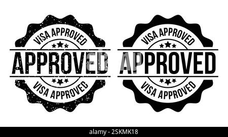 Abstract Vector Visa Approve Stamp Icon or Logo Design Template Stock Vector