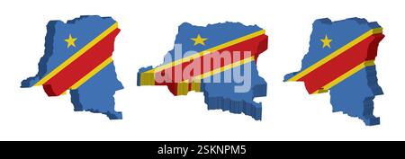 Isometric 3D Democratic Republic of the Congo map. Stylized vector map ...